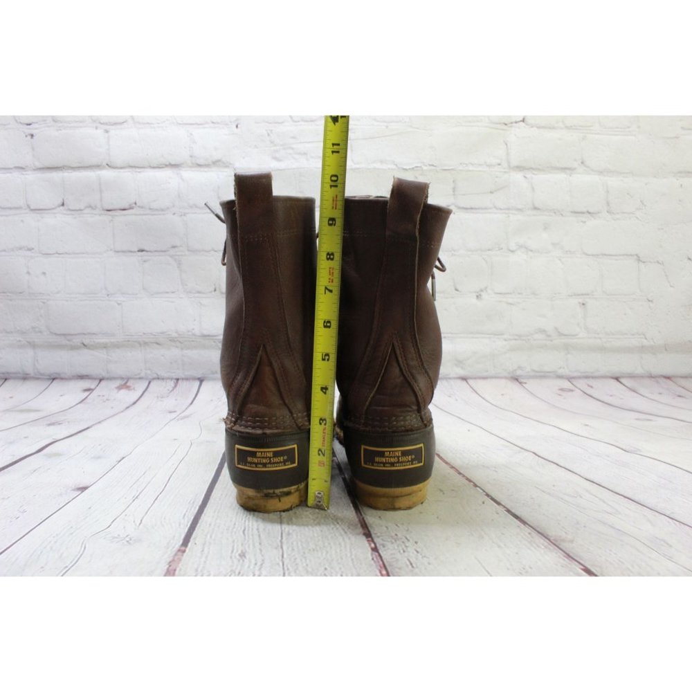 LL Bean Unlined Brown Leather Maine Hunting Shoes Duck Boots Size 8 M - Picture 7 of 9